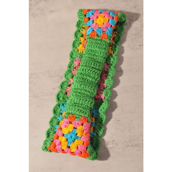 NEW Floral Patchwork Crochet Knit 100% Cotton Soft Hair Accent Headband Hairband - Picture 5 of 13